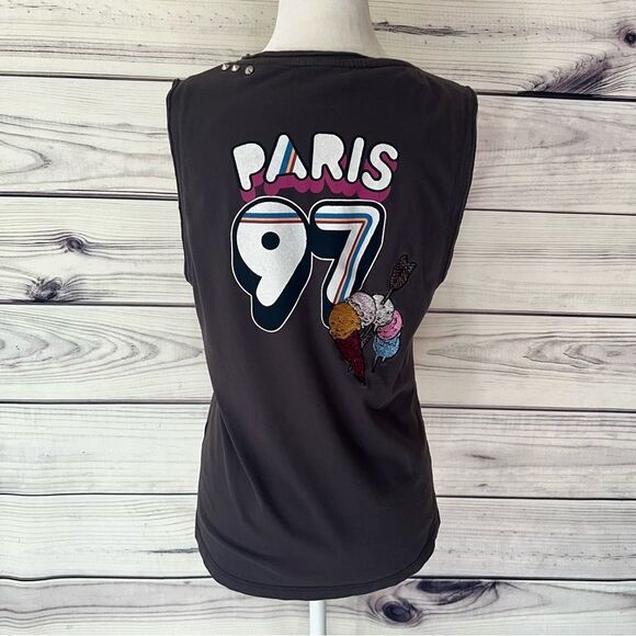 Zadig & Voltaire Rare Grey Colorful Studded Moly Graphic Muscle Tank - Picture 9 of 13